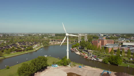 modernized post mill near gouda city, in nieuwe gouwe o