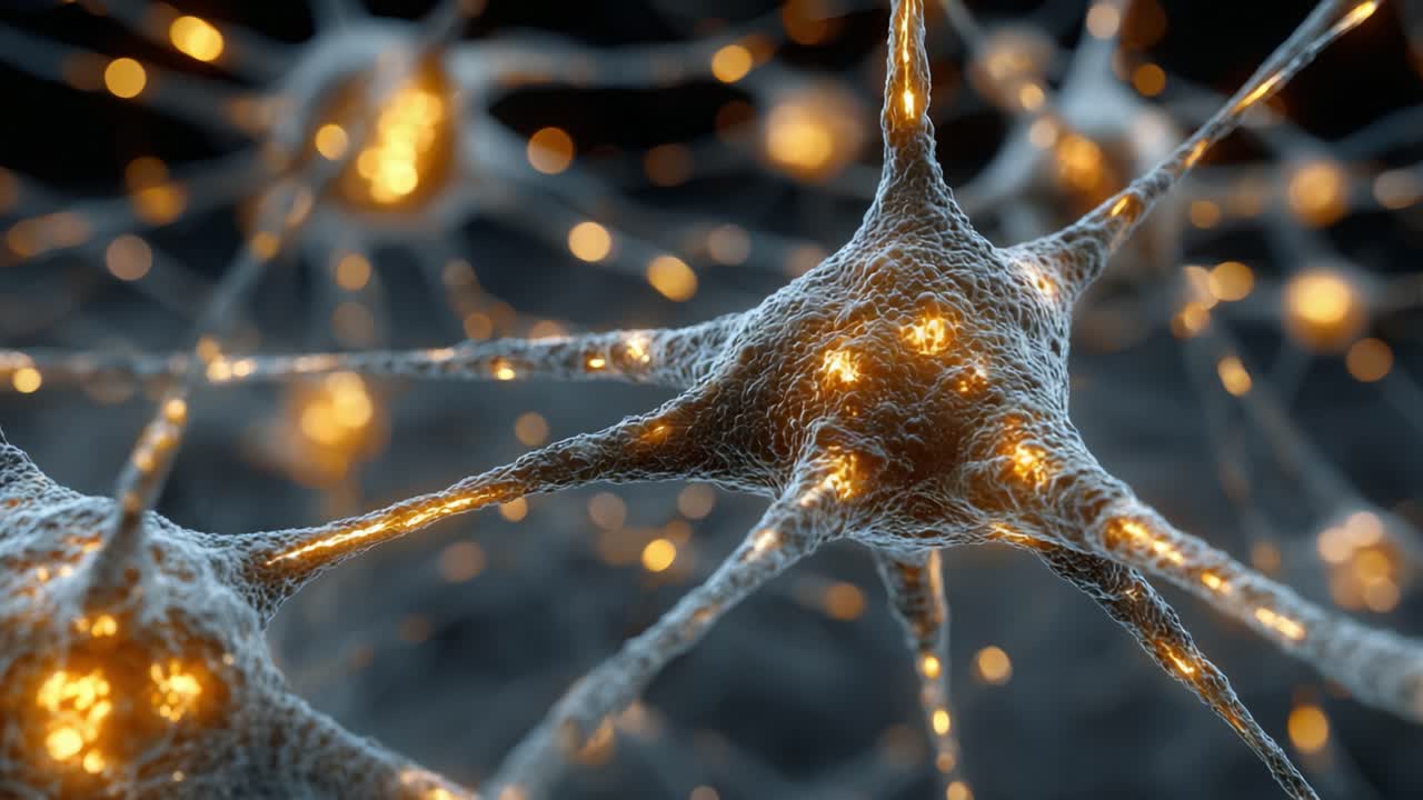 A Close-Up View of Neurons Highlighting Their Intricate Structures and Luminescence, Capturing the Essence of Neural Connectivity and Functionality in the Nervous System