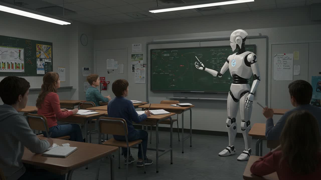 A Classroom Encounter with AI: Students Engaged in Learning from a Humanoid Robot Educator Delivering an Interactive Lesson on Advanced Concepts