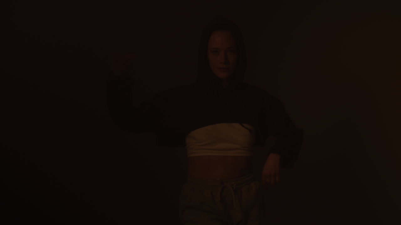 Stylish Woman in Cropped Hoodie