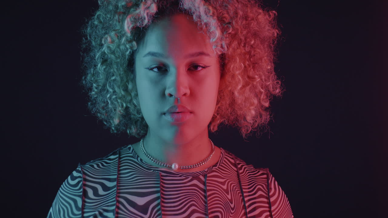 Neon Portrait of Young Woman
