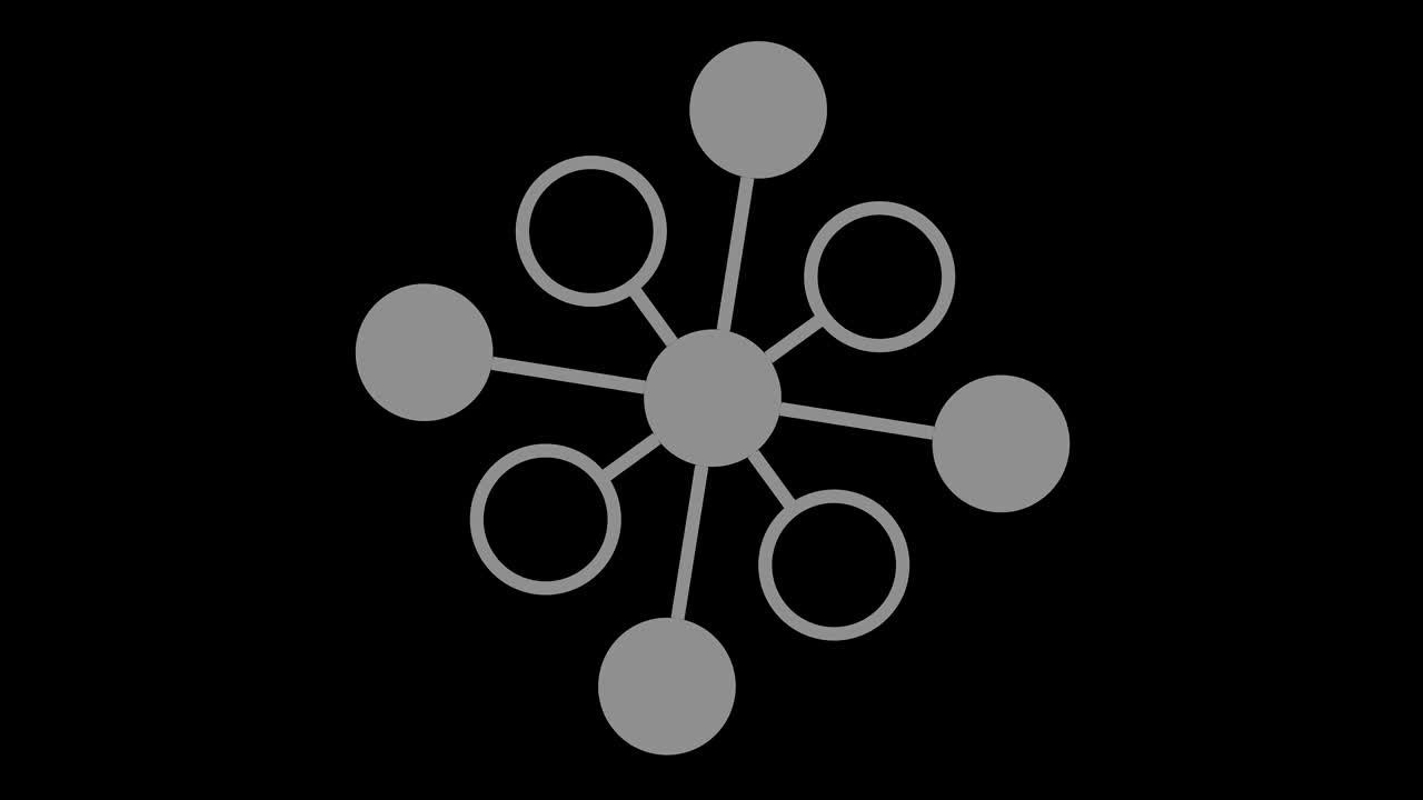 графический объект в черно-белом с стробоскопическим и гипнотическим эффектом, который вращается по часовой стрелке, уменьшая размер от полного экрана до исчезновения в центре, в формате видео 16: 9