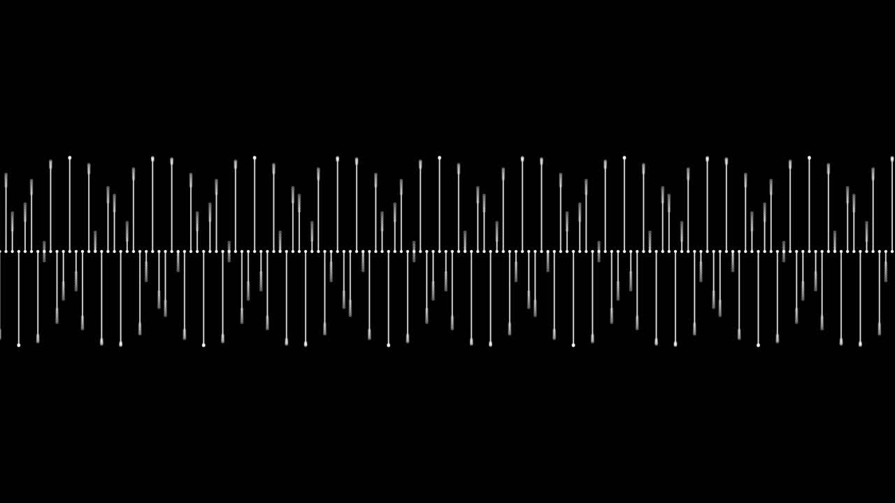 Flowing sinusoid wave signal transmits horizontal pattern across screen