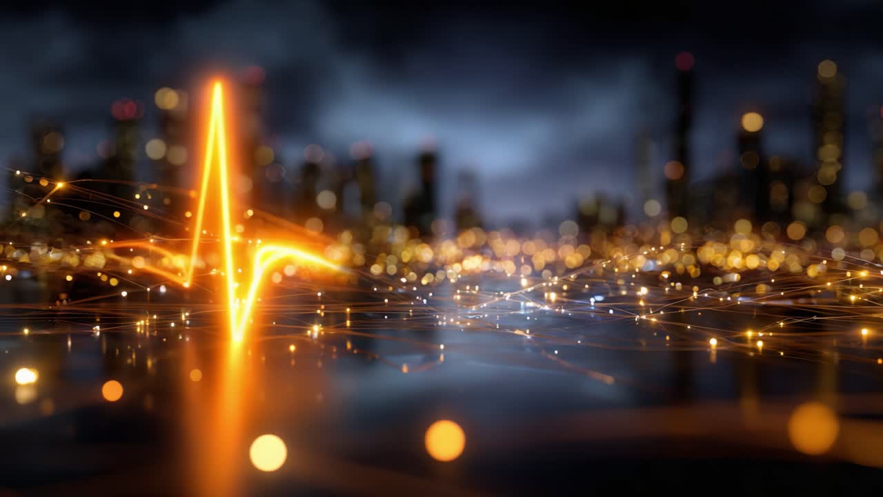 Illuminated Cityscape: A Stunning Perspective of Bright Lights and Reflections in a Luminous Urban Environment Captured at Night