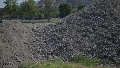 piles of gravel rocks on a construction site