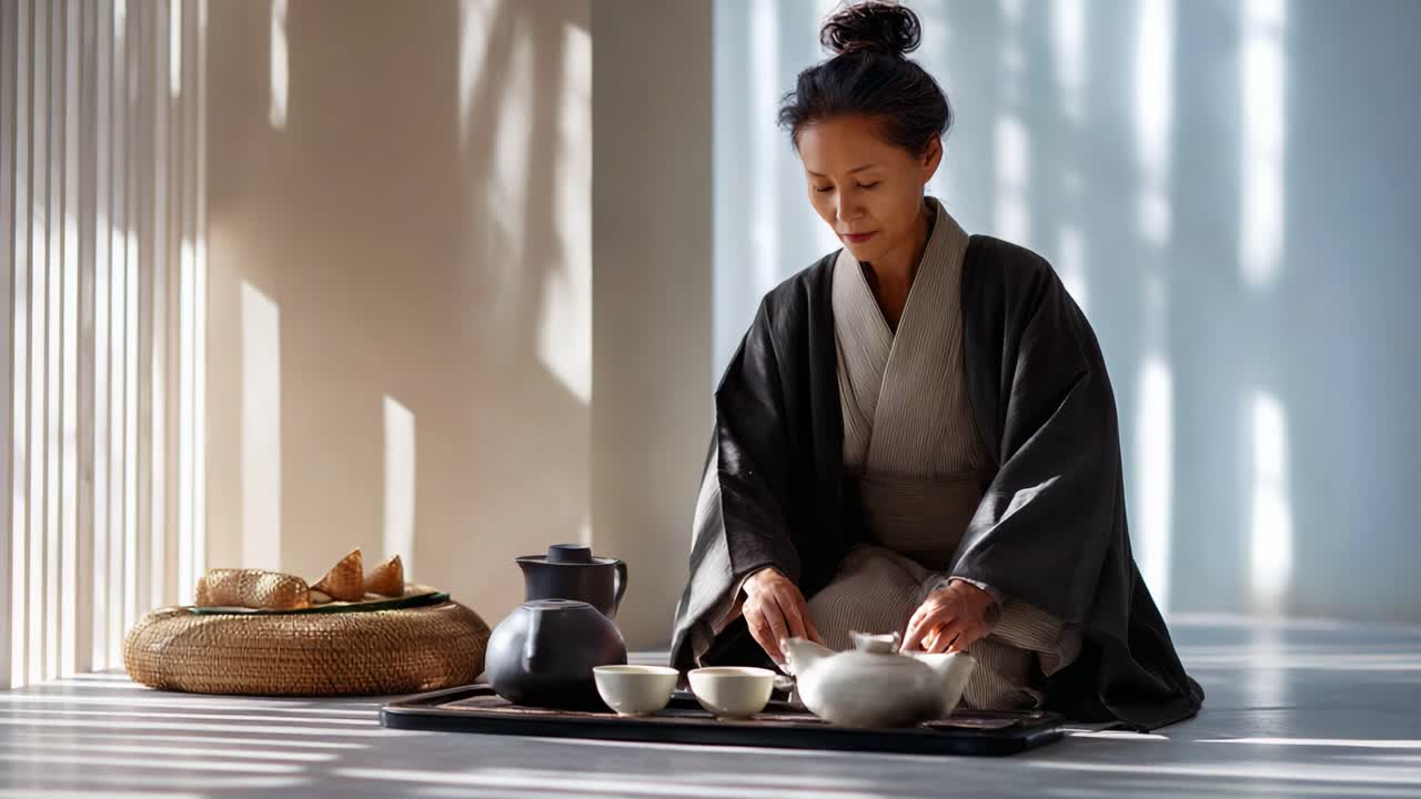 Huzur ve Geleneği Yansıtan Sakin Bir Çay Seremonisi: Zarif Hareketler ve Şık Stille Japon Çayı Hazırlama Sanatını Keşfedin