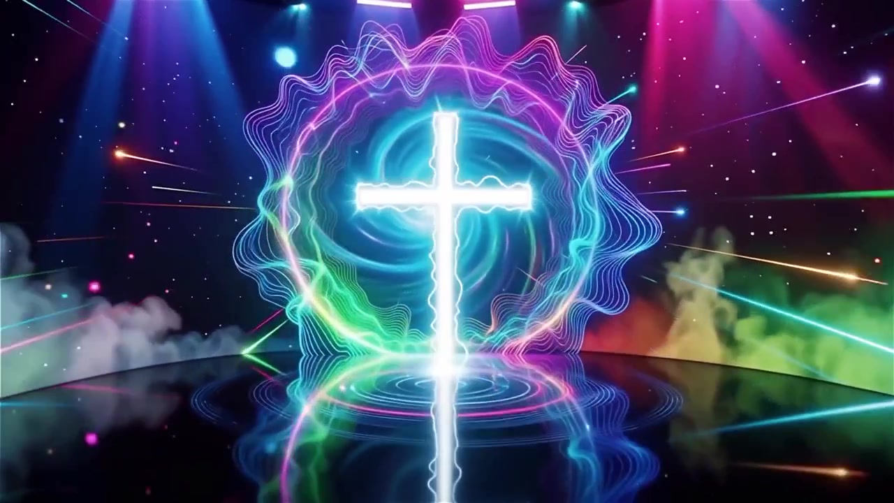 Croce Cristiana Luce Celestiale Sfondo per il Culto.