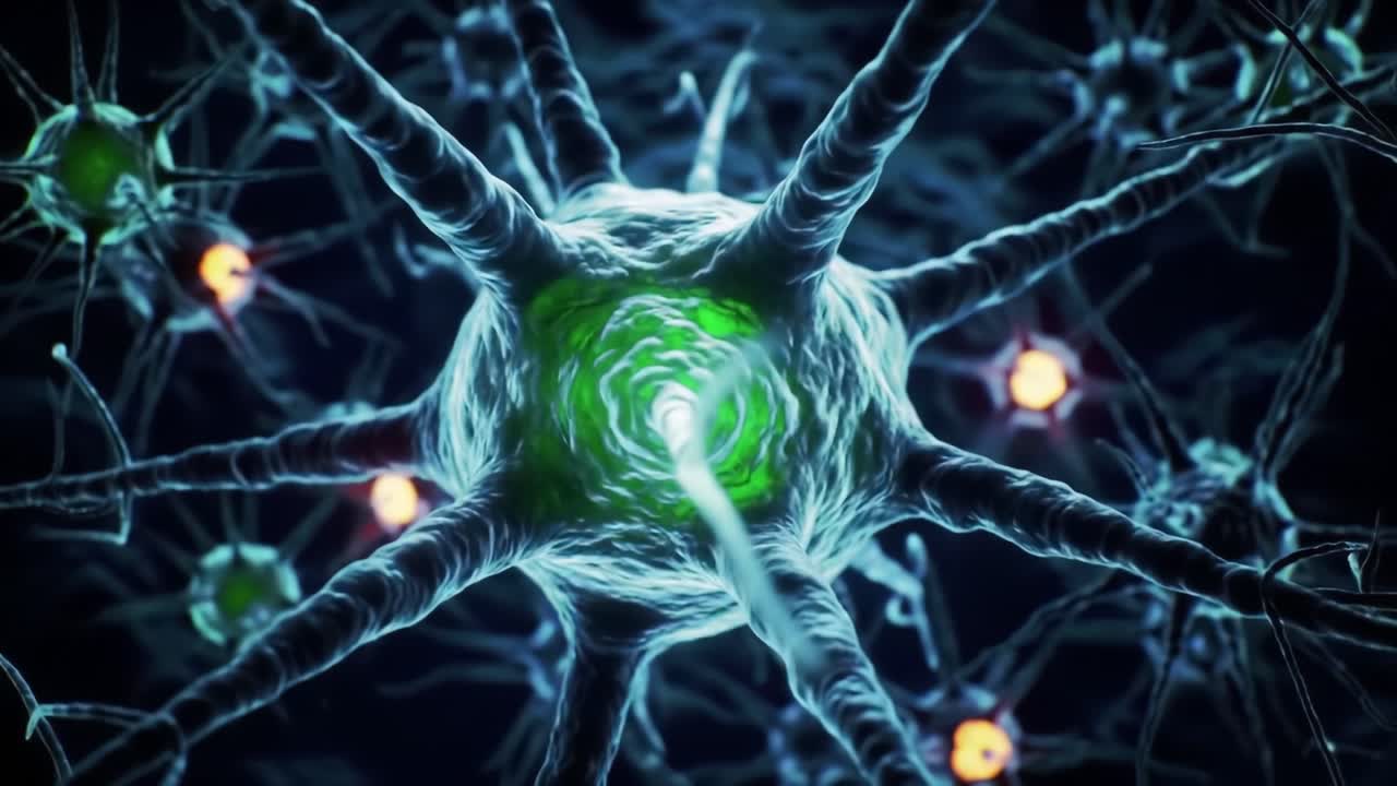 Discover the intricate design and activities of neurons as colorful details reveal their essential roles in communication and signaling in the nervous system, showcasing advanced graphic animations.