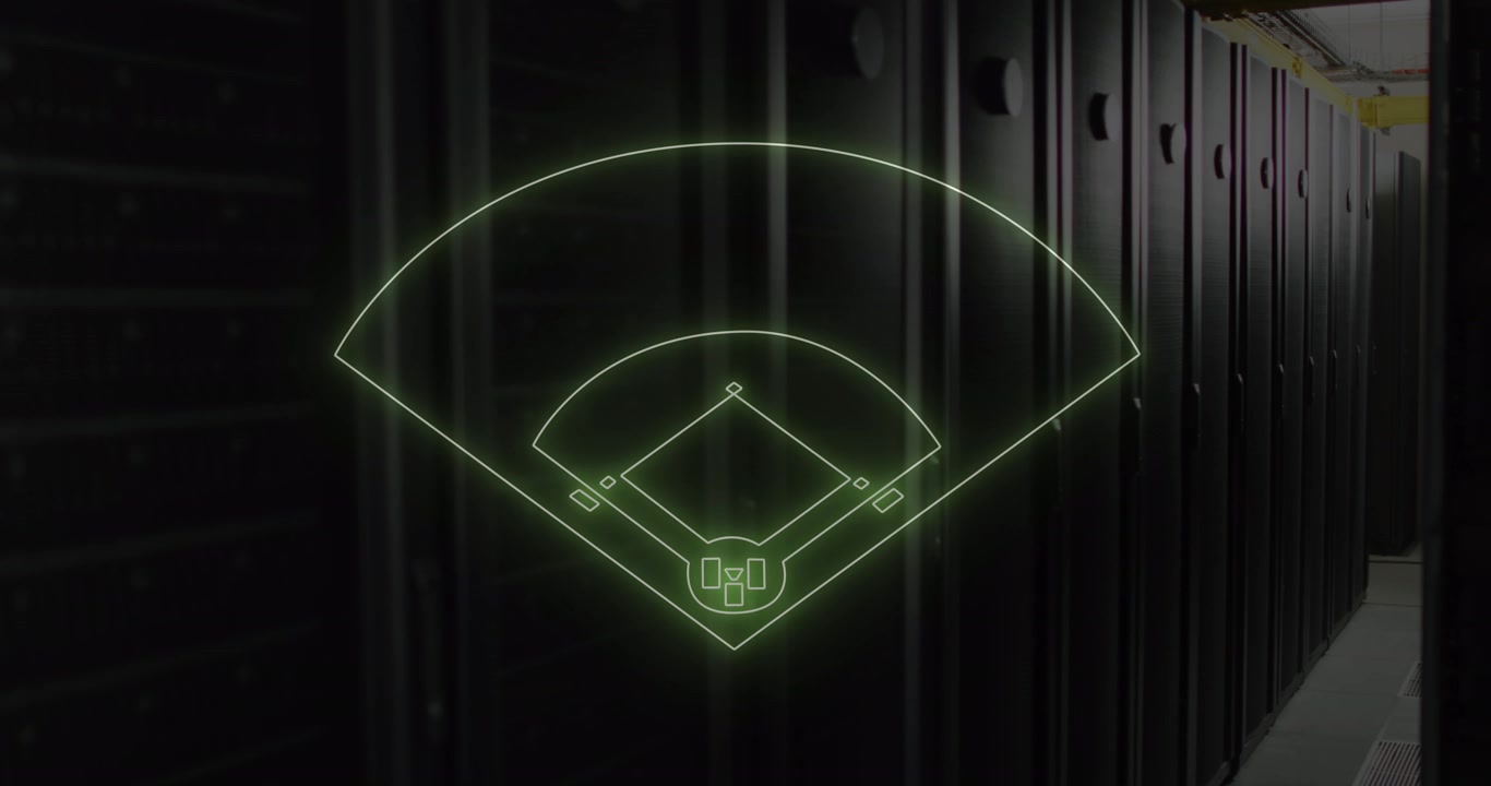 Animazione di forme su una sala server