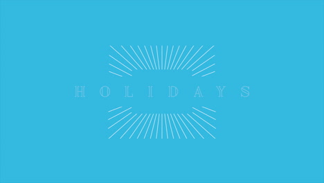 modern and bright happy holidays with sunburst design on blue background