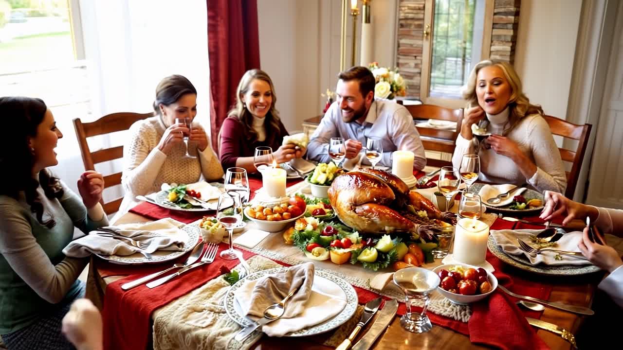 feliz cena de acción de gracias en familia