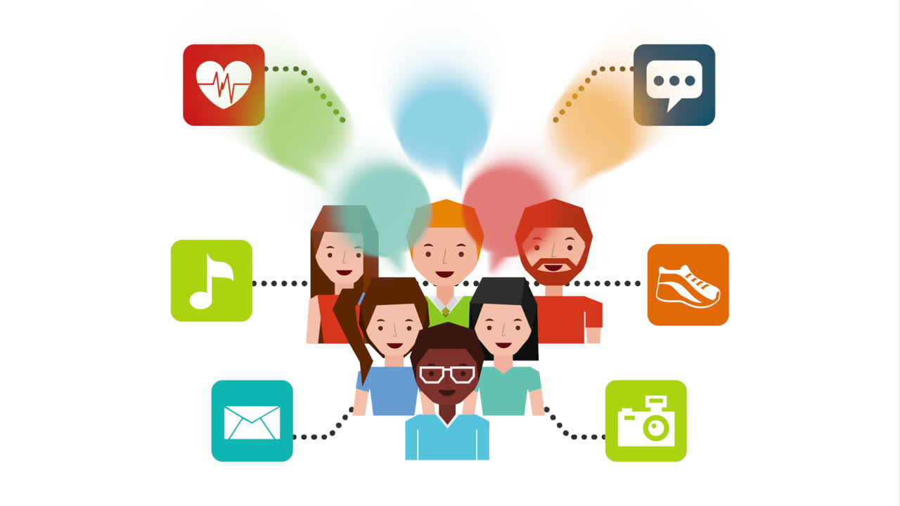 커뮤니티 및 소셜 미디어 마케팅 아이콘