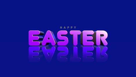 cartoon happy easter text on blue gradient