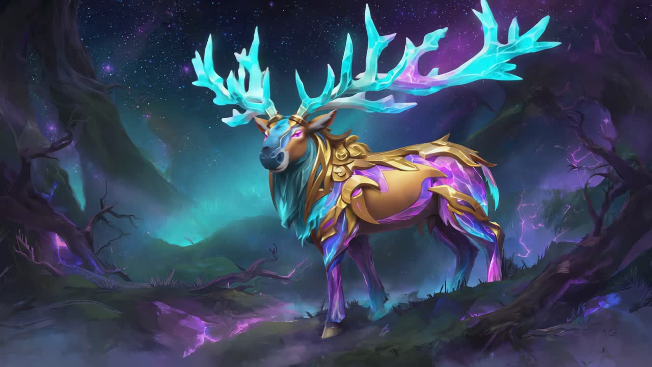 Magical Deer in a Fantasy Forest