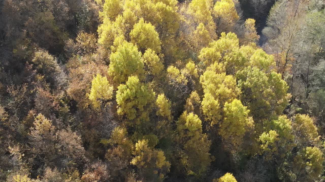 Aerial views of the mountains in the Spanish Pyrenees in autumn