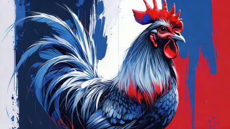artistic gallic rooster in french flag colors