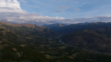 panoramic view of the andes mountains and a river valley