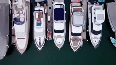 Aerial-view-of-luxury-yachts-and-sailboats-in-marina