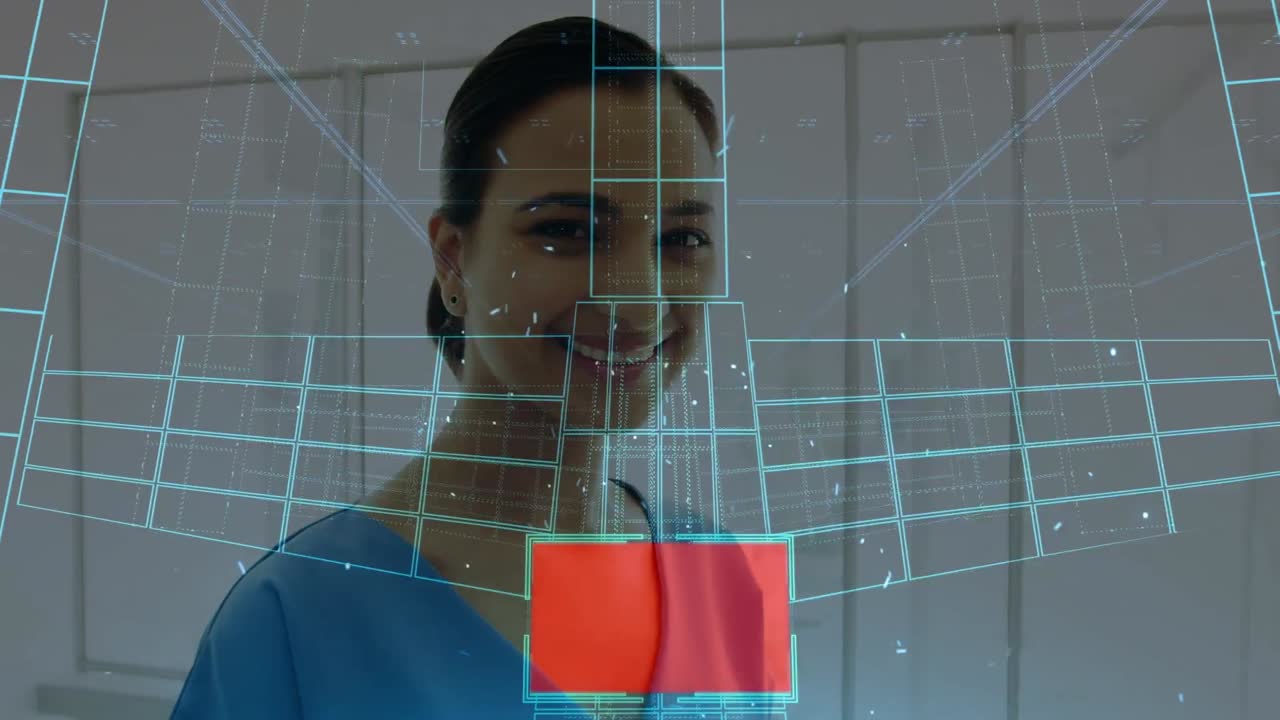 animación del esquema sobre una doctora biracial