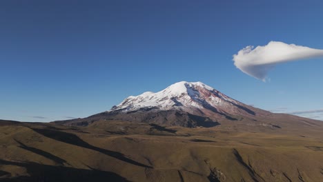 Landschaften-Des-Schneebedeckten-Vulkans-Chimborazo-In-Ecuador-Von-Einer-Drohne-Aus