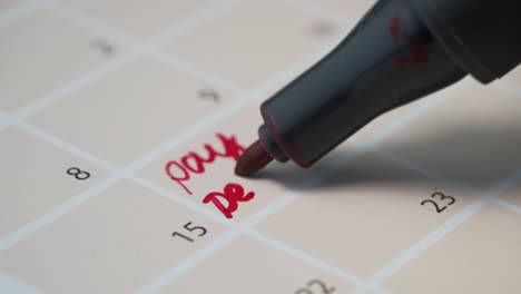 marking a date on a calendar