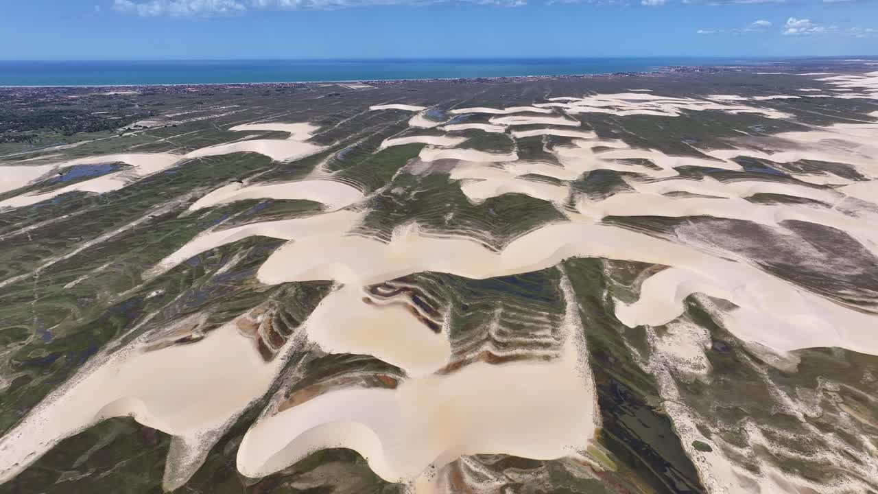 Lencois Piauienses ved Luis Correia i Piaui, Brasilien. Små naturbilleder. Portinho Lagune. Lencois Piauienses ved Luis Correia. Slyngende sandklitter. Regnvandssøer. Tropisk rejse