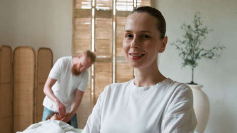 woman posing in massage room