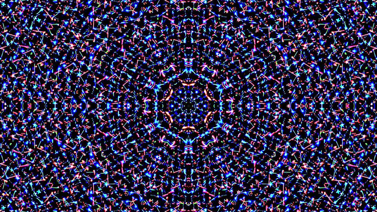 Bright abstract light governing full color, kaleidoscope, black background