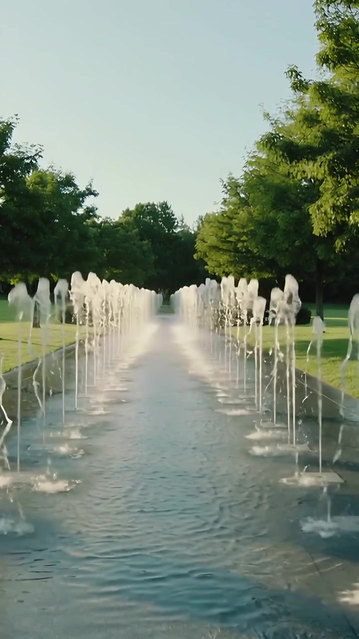 Video verticale: Getti d'acqua che spruzzano 4 adolescenti che raccolgono l'acqua della piscina con le mani e si rinfrescano in un parco, con un cappellino da baseball.