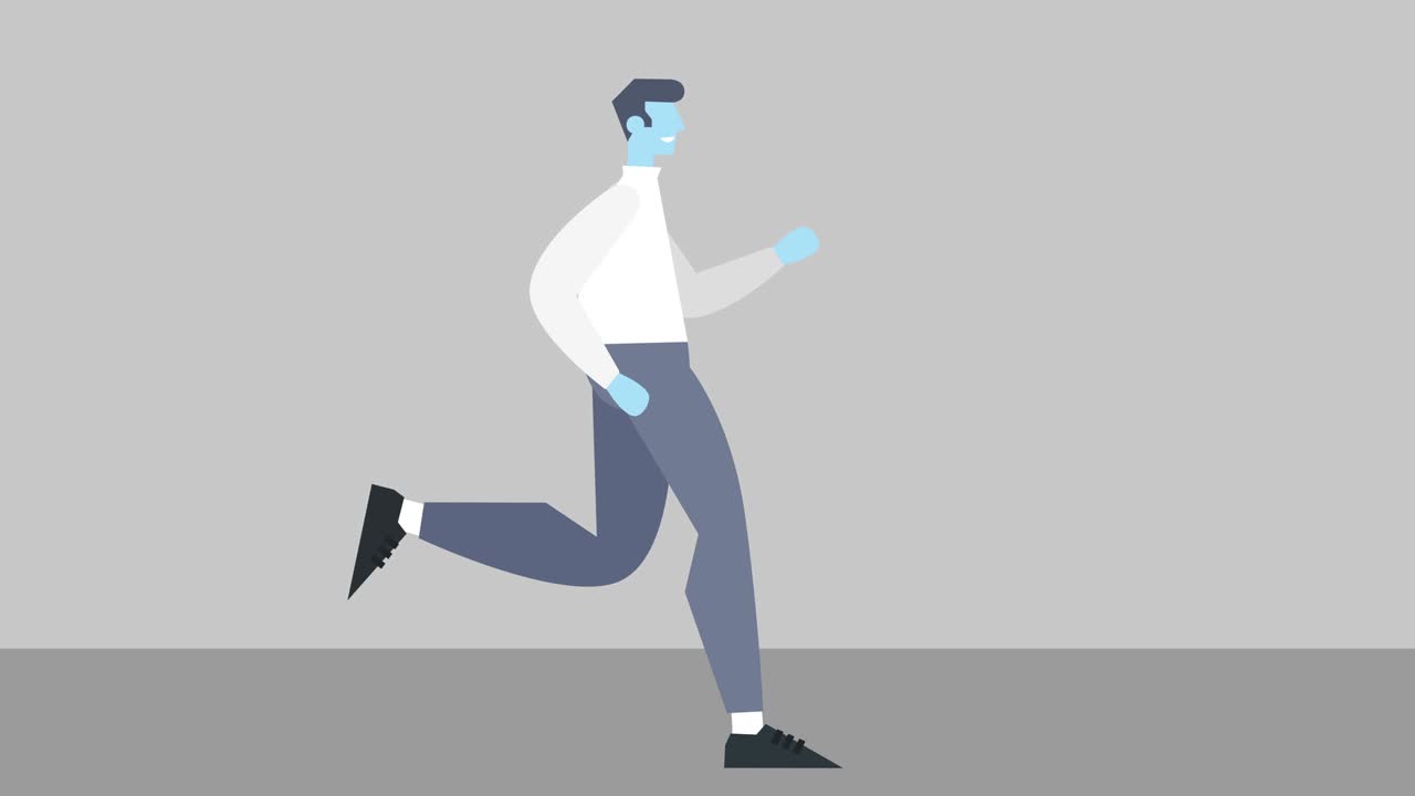 만화 남자 캐릭터 디자인 플래트 스타일 런 사이클 고립 2d 애니메이션