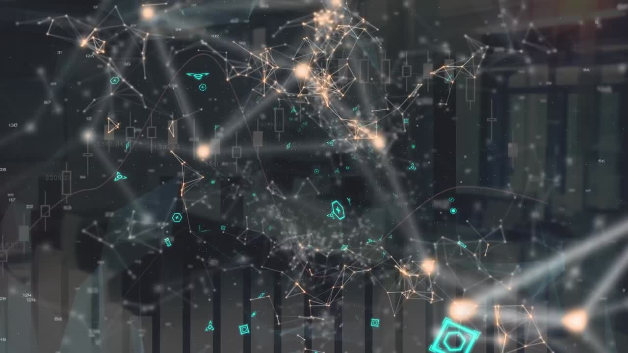 Animation of network of connections over shapes