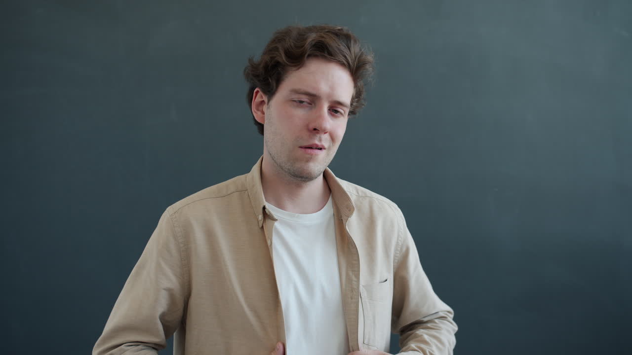 Man with a concerned facial expression