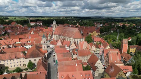 cathedral of saint george dinkelsbuhl bavaria, southern germany push in drone aerial view