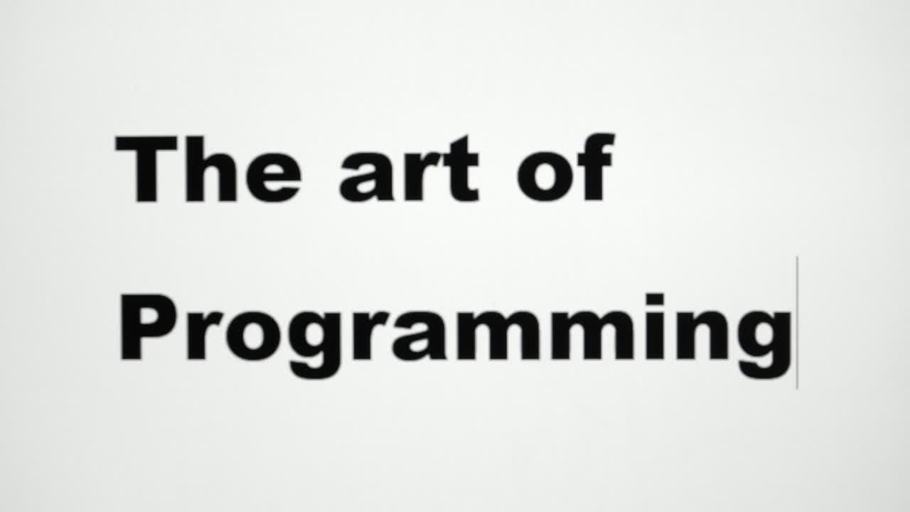 escribir las palabras el arte de la programación, en una pantalla de computadora, detalle macro disparado con la textura visible de la matriz lcd