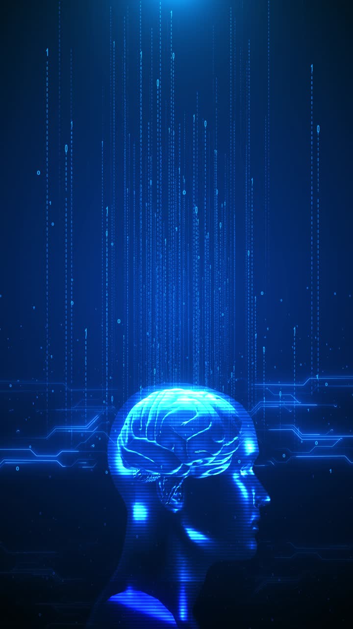Futuristic artificial intelligence web computer database concept hologram brain and analytics ai