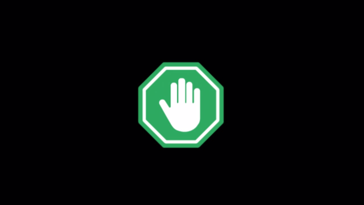 Green Stop Sign Icon Animation on Black Background