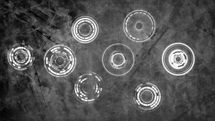 Concentric circles on a grey background
