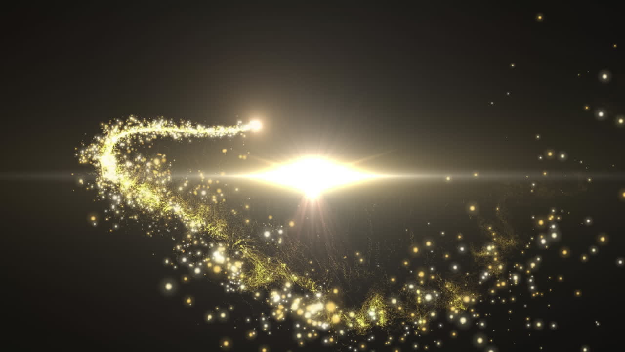 animación de rastros de luz y puntos sobre fondo negro