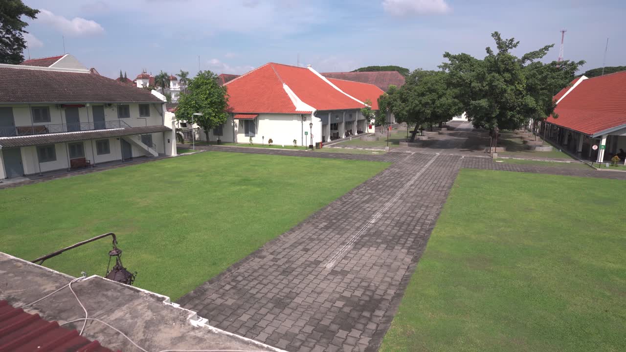 Classic and historic buildings and interiors in the Vredeburg Fort complex in Yogyakarta, Indonesia.
