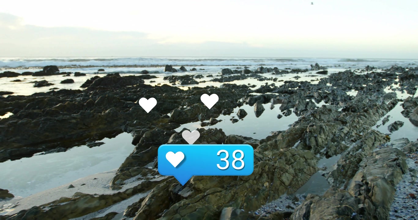 Social like bubble appearing triggers count growing with hearts rising fading showing engagement