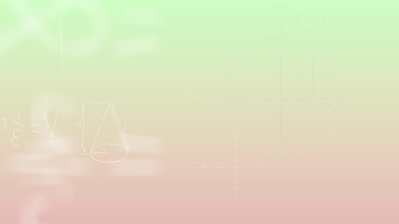 초록색에서 분홍색 배경 위에 손으로 쓴 수학 수식의 애니메이션