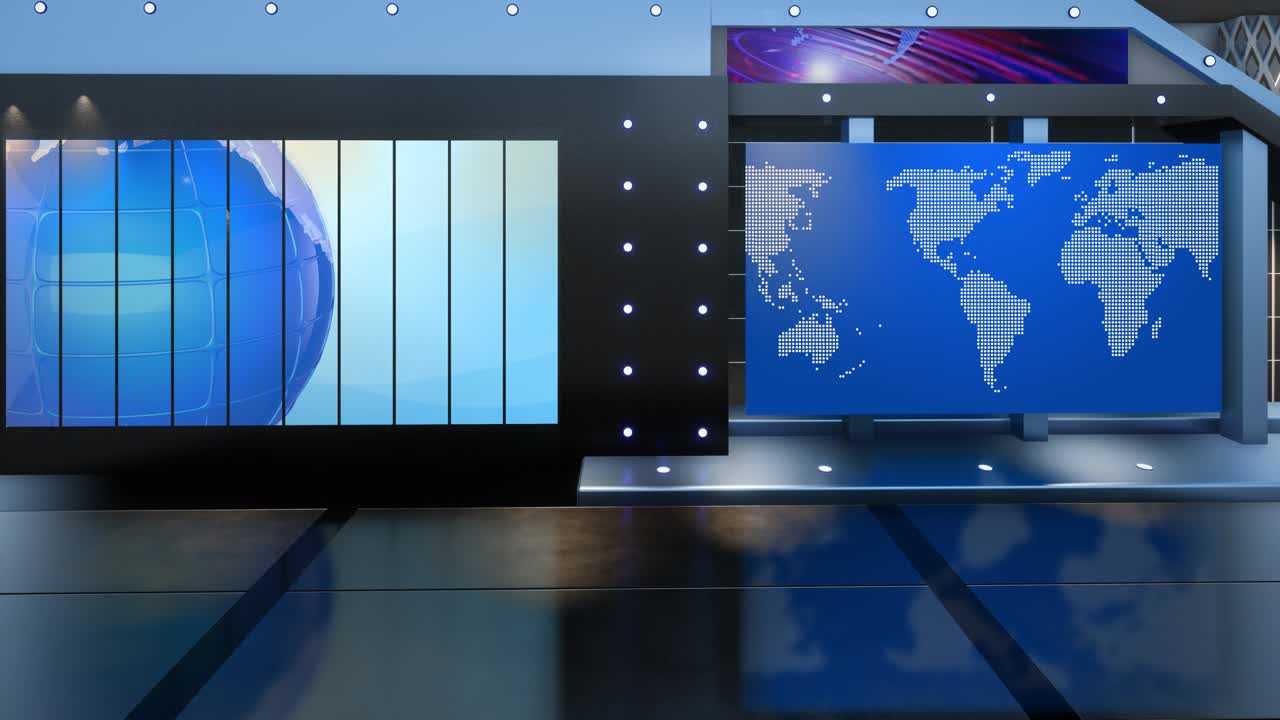 Plató de televisión de noticias - Bucle de fondo virtual de pantalla verde