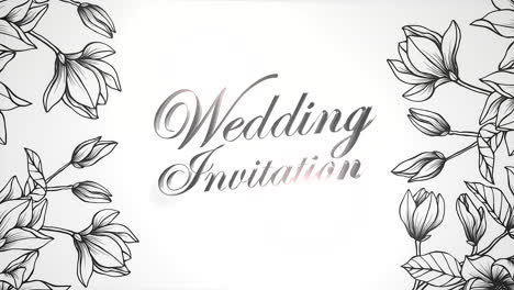 wedding invitation with black flowers pattern