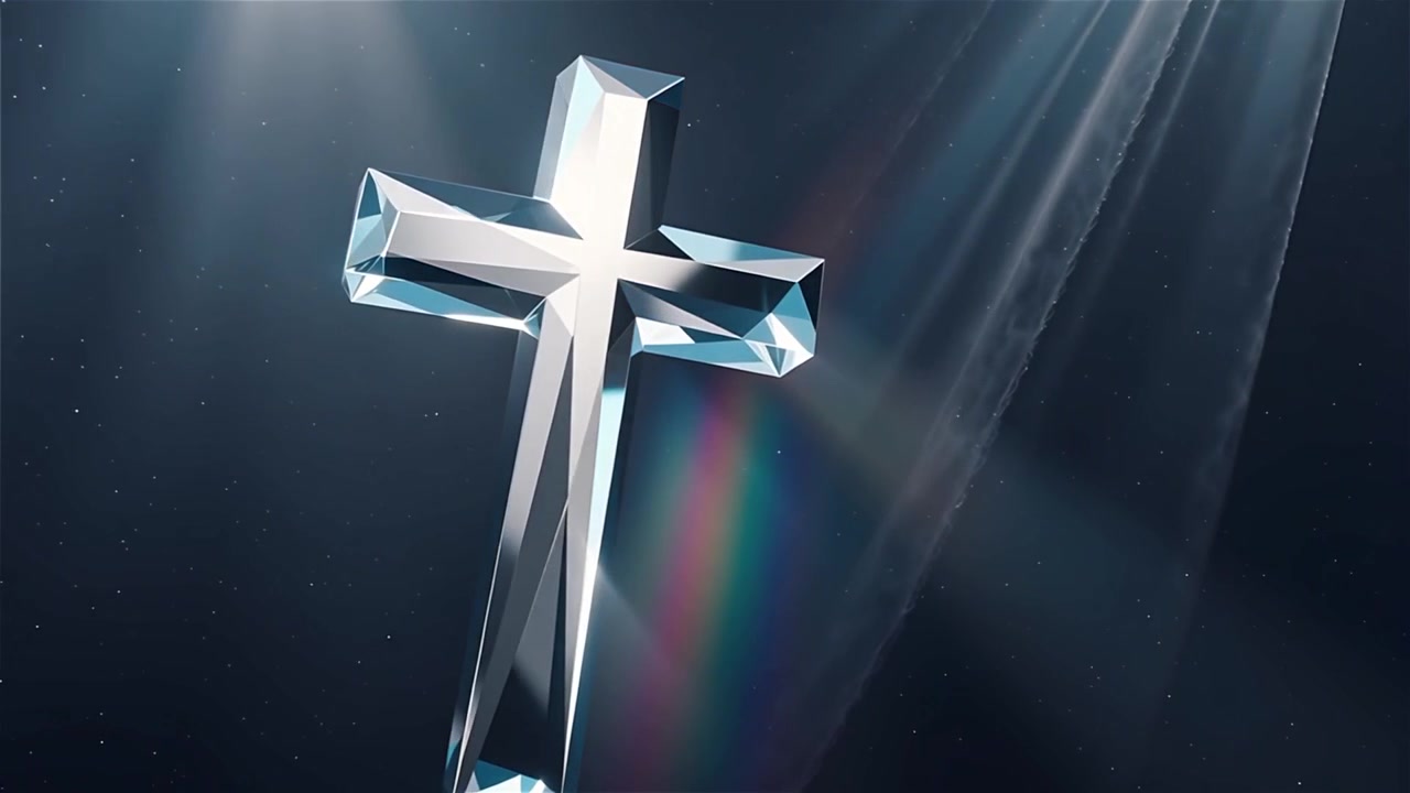 Cruz Cristiana con Luz Celestial, Fondo para Adoración.