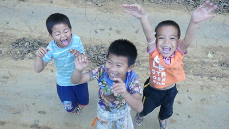 happy children playing on a road