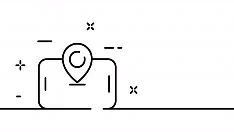 continuous line art drawing geolocation. single line drawing, solid line. animation of one line label, direction and location. video 4k