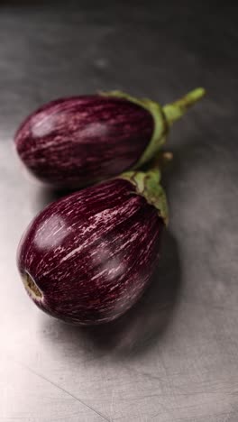 two striped eggplants