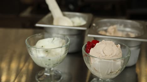 making lemon sorbet and strawberry ice cream