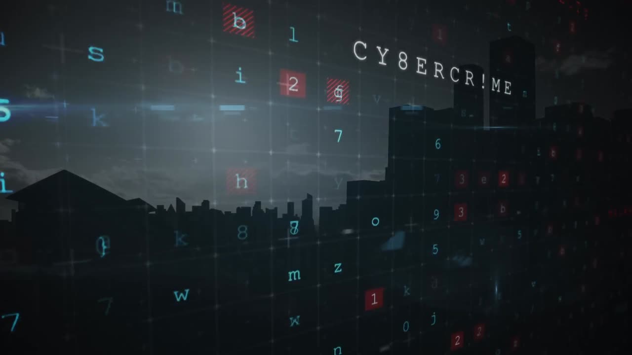 Animazione di avviso di cybercrimine online ed elaborazione dati