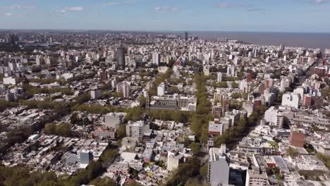 montevideo cityscape, uruguay. aerial drone panoramic view